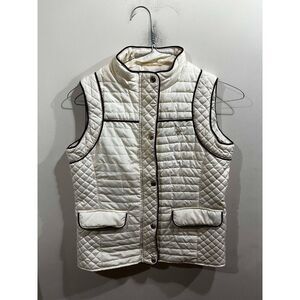 US Polo Assn Womens Size Small Cream Puffer Zip Up Button Vest Premium Athletic